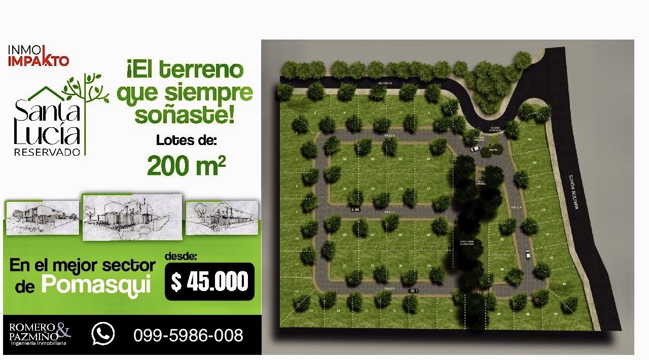 VeNdO terreno 188 m2 en $52.400 (lotización Pomasqui DPH con planos aprobados)