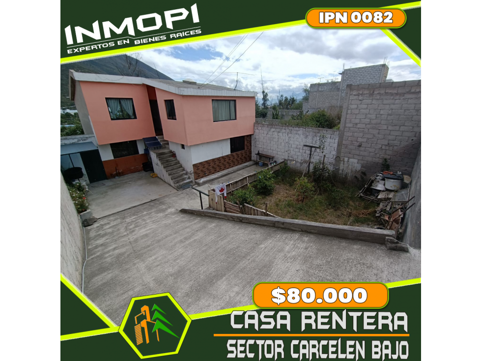 INMOPI Vende Casa Rentera + Terreno, CARCELEN BAJO, IPN - 0082