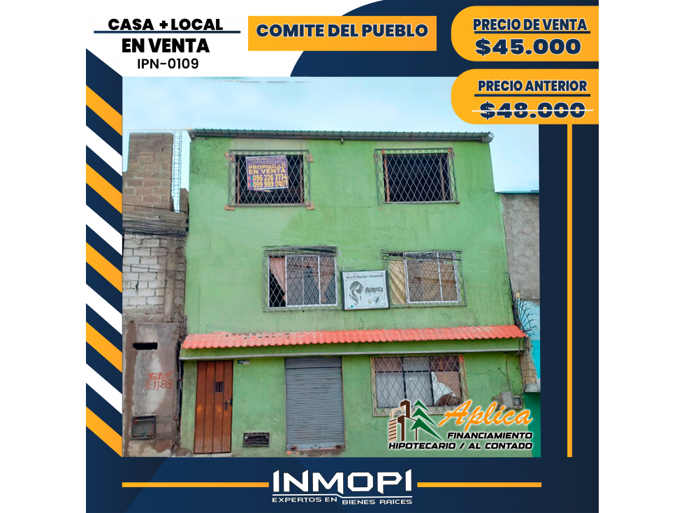 INMOPI Vende Casa + Local, COMITÉ DEL PUEBLO, IPN - 0109
