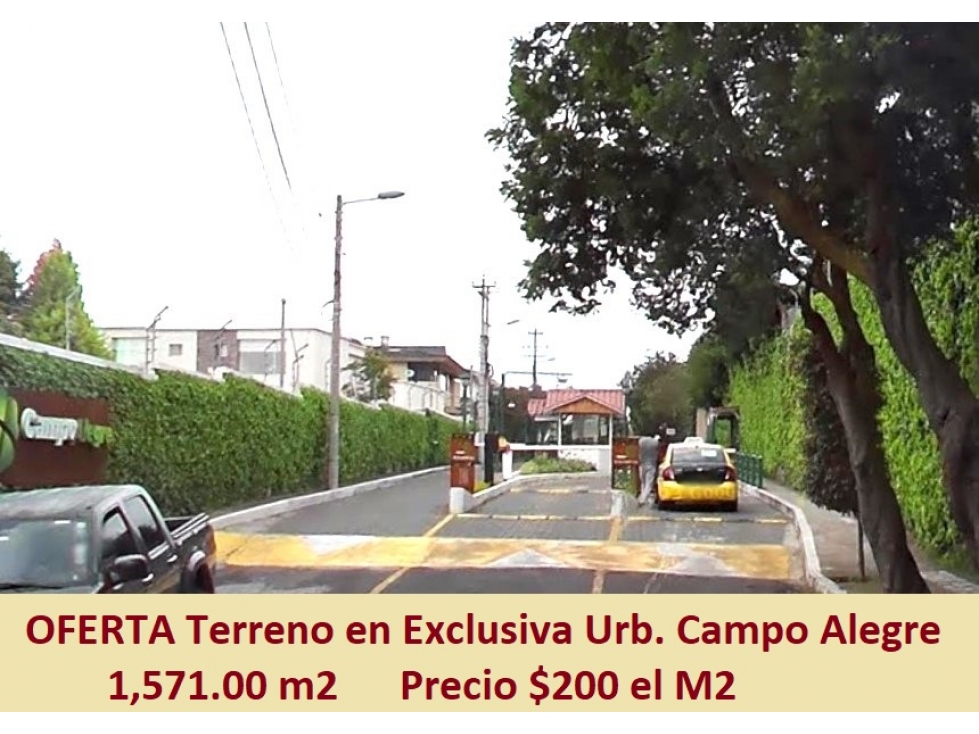 Terreno 1571m2 Exclusiva Urb. Campo Alegre a $200 el m2. Cod 6999320