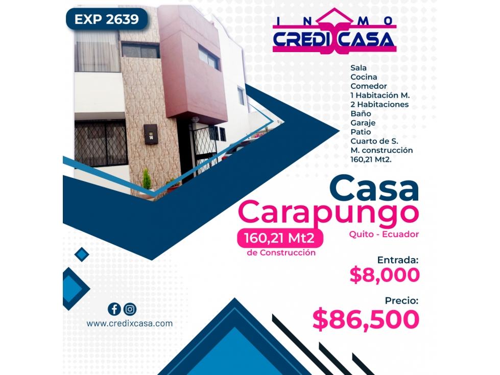CxC Venta Casa en Conjunto, Carapungo, Exp. 2639