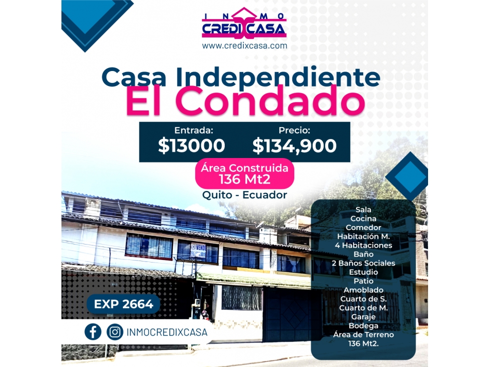 CxC Venta Casa Independiente, El Condado, Exp. 2664