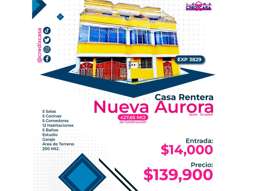 CxC Venta Casa Rentera, Nueva Aurora, Exp. 3829