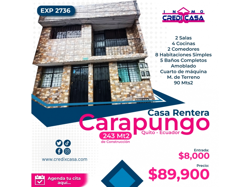CxC Venta Casa Rentera, Carapungo, Exp. 2736