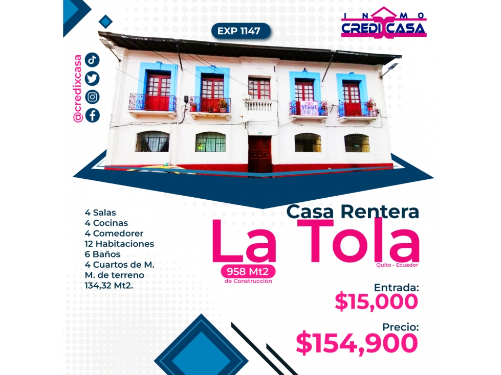CxC Venta Casa Rentera, La Tola, Esp. 1147