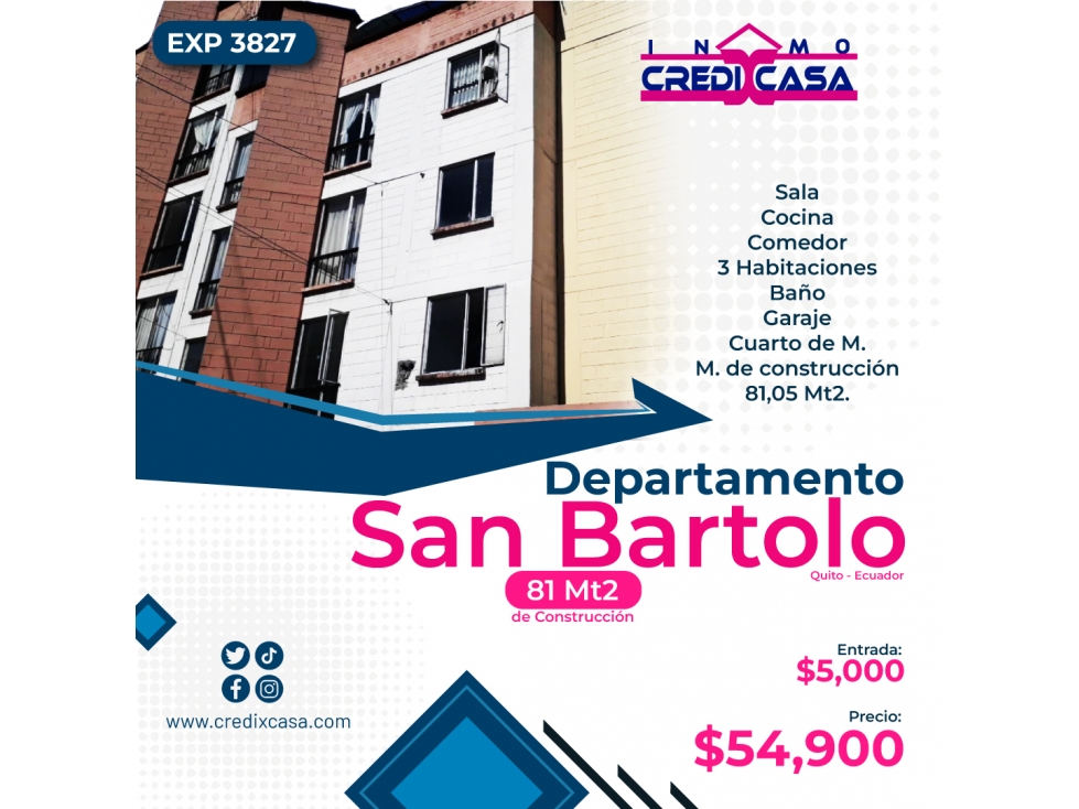 CxC Venta Departamento, San Bartolo, Exp. 3827