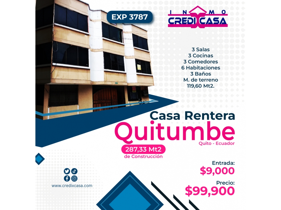 CxC Venta Casa Rentera, Quitumbe, Exp. 3787
